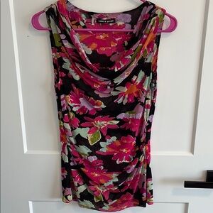Cable & Gauge Black and Pink Floral Tank Top